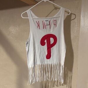 PINK Victoria's Secret White Tank with Phillies Baseball Logo